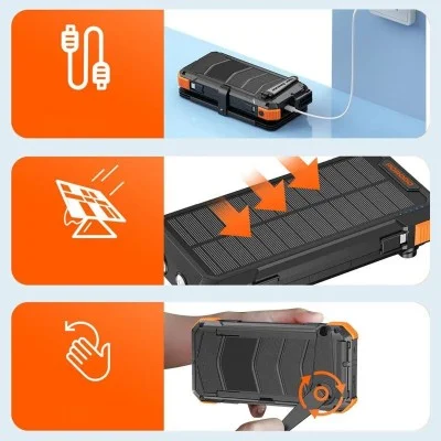 Porodo Power Bank PB070 20000mAh 4-Panel Solar - Black